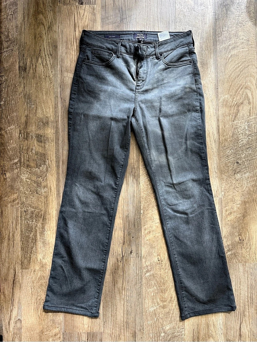 NYDJ Chicos Lift Tuck Straight Leg Jeans Gray Waist 12